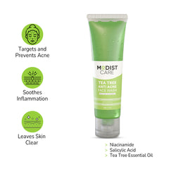 Tea Tree Anti Acne Face Wash - 100ml with Salicylic Acid, Tea Tree & Neem