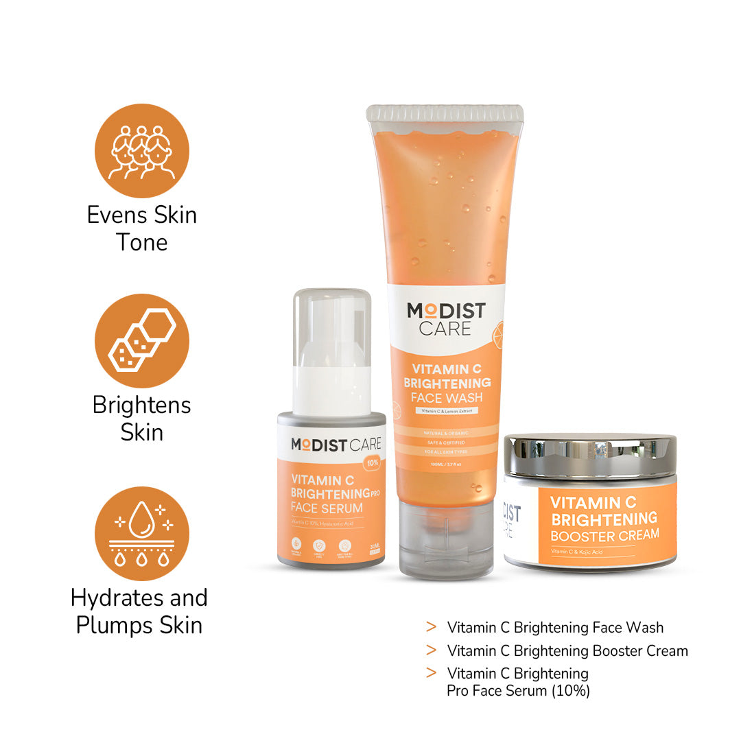 Vitamin C Bundle | Face Wash 100ml + Serum 30ml and Cream 50ml with Stable Vitamin C